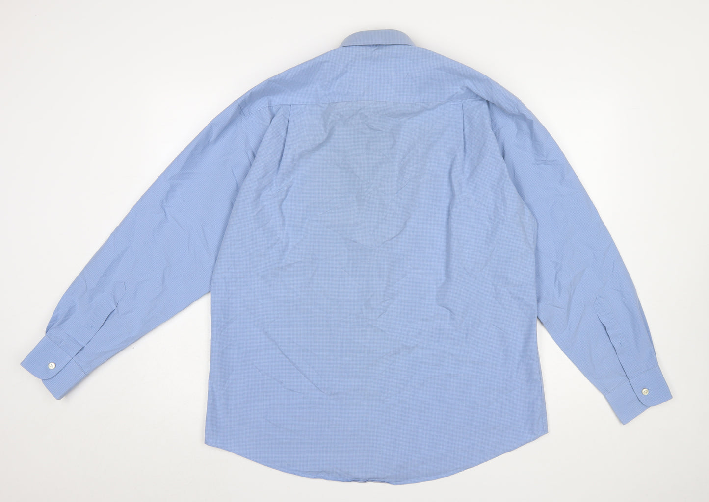 Van Heusen Men's Blue Cotton Blend Long Sleeve Classic Button-Up Shirt Size 16