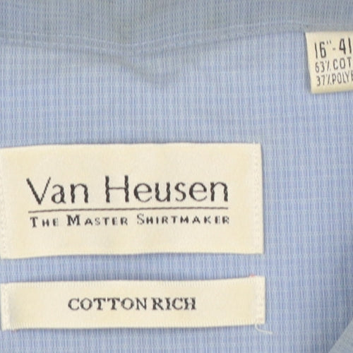 Van Heusen Men's Blue Cotton Blend Long Sleeve Classic Button-Up Shirt Size 16
