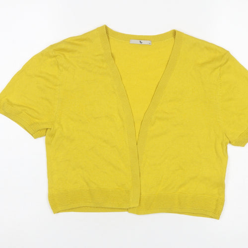 Tu Women Yellow Short Sleeve V-Neck Cardigan Size 14