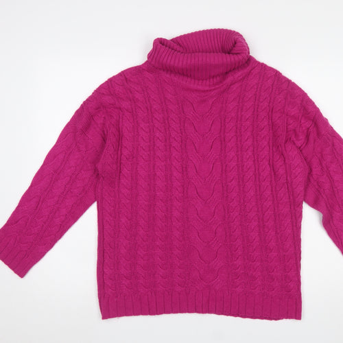 Ellie B Womens Pink Cable Knit Roll Neck Jumper Size 10