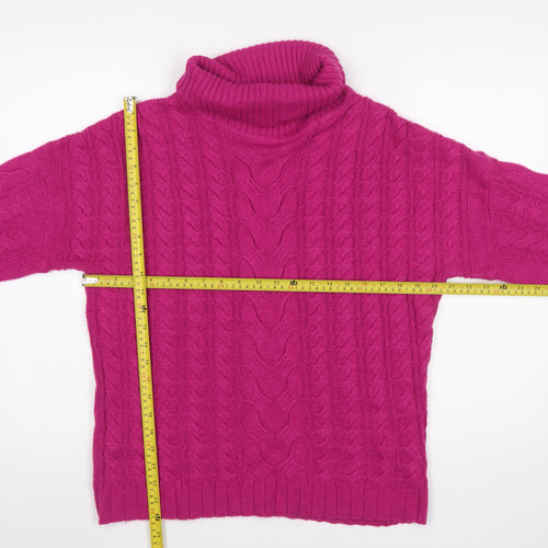 Ellie B Womens Pink Cable Knit Roll Neck Jumper Size 10