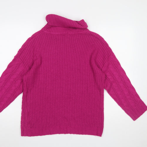 Ellie B Womens Pink Cable Knit Roll Neck Jumper Size 10