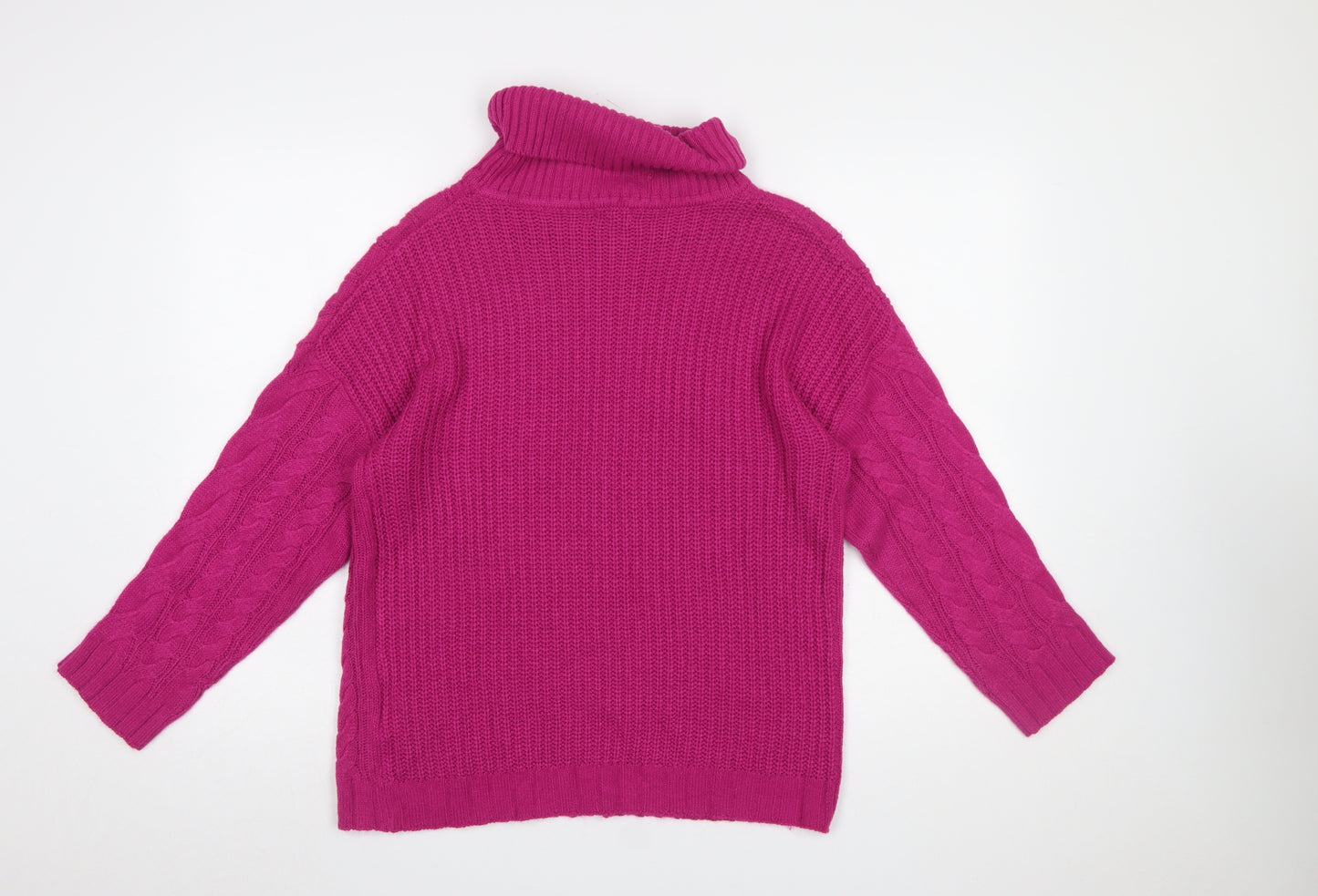 Ellie B Womens Pink Cable Knit Roll Neck Jumper Size 10