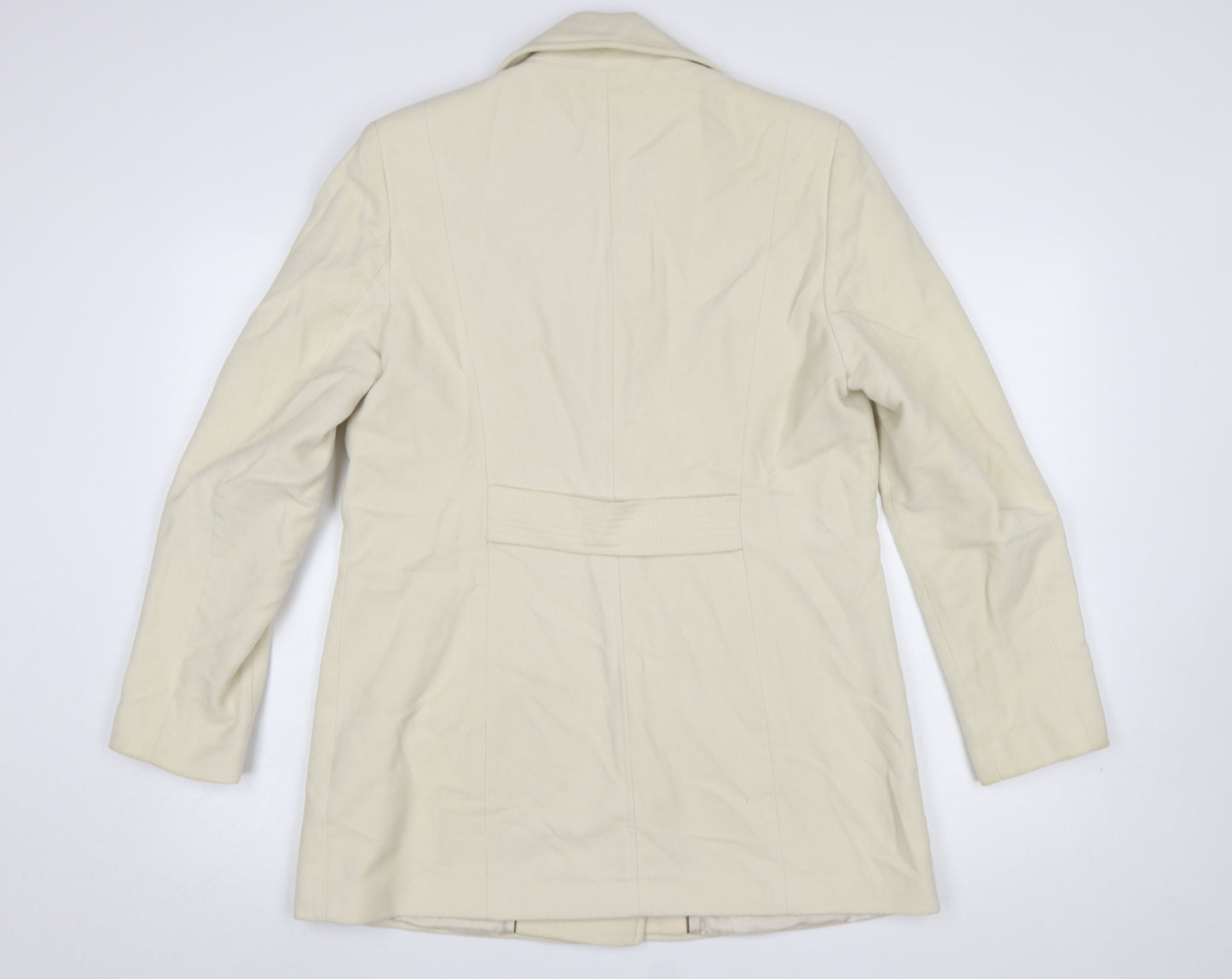 Next Women Beige Pea Coat UK 14 Cotton Lined Double Breasted