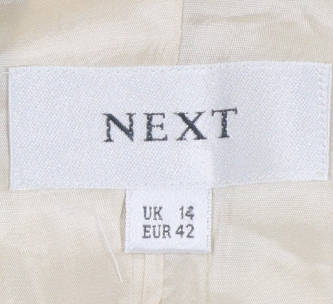 Next Women Beige Pea Coat UK 14 Cotton Lined Double Breasted