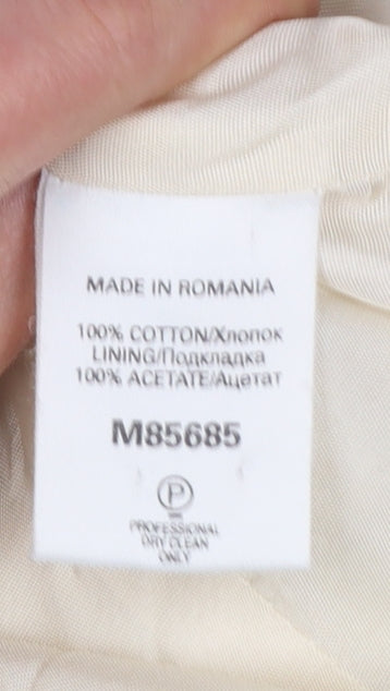 Next Women Beige Pea Coat UK 14 Cotton Lined Double Breasted