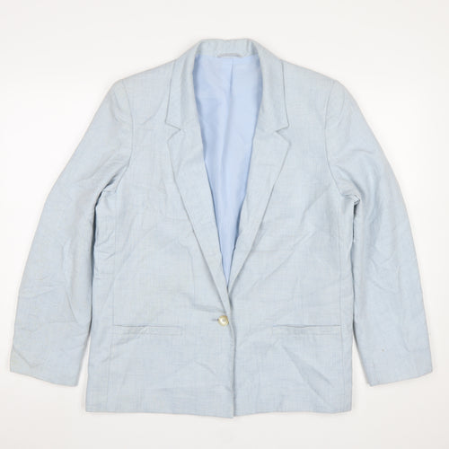 Marks and Spencer St Michael Womens Light Blue Single-Breasted Blazer UK 14