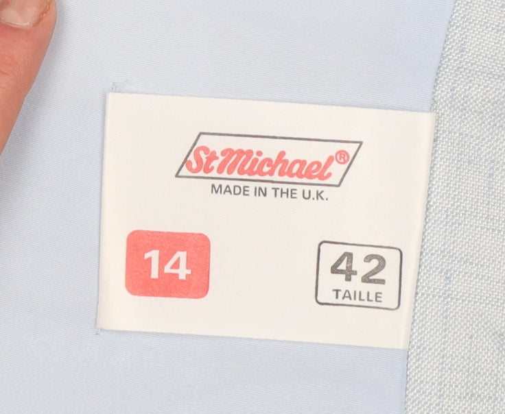 Marks and Spencer St Michael Womens Light Blue Single-Breasted Blazer UK 14