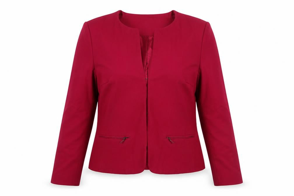 Front view of Long Tall Sally Women's Red, size 12, Tailored Lined Blazer Jacket