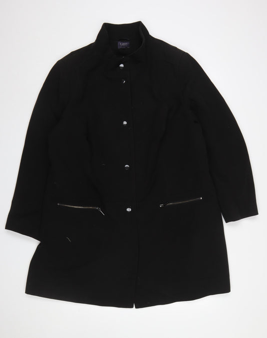 Marks and Spencer Women’s Black Long Overcoat Size 22 Zip Detail