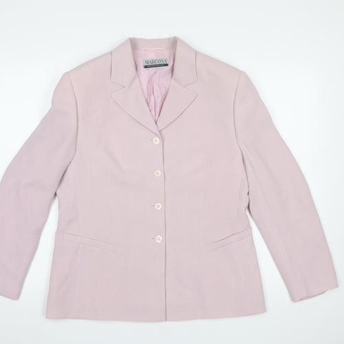 Marcona Women’s Pink Polyester Blazer Jacket Size 14 Classic Tailored