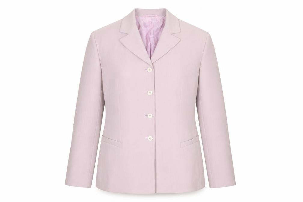 Front view of Marcona Women’s Pink Polyester Blazer Jacket, size UK 14, Classic Tailored