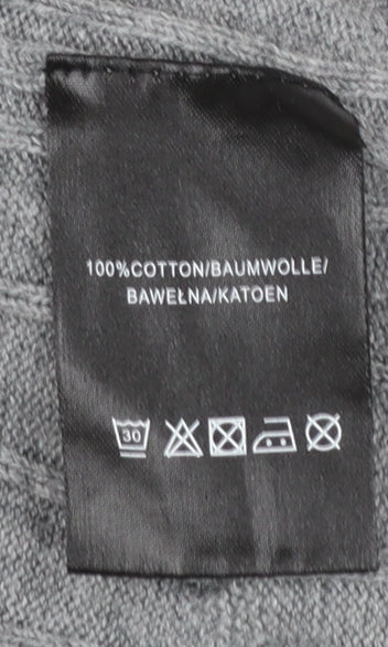 Feraud Mens Grey Cable-Knit Cotton Crew Neck Jumper XL