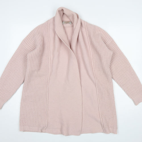 Luisa Conti Women Pink Wool Blend Open Knit Long Sleeve Cardigan S