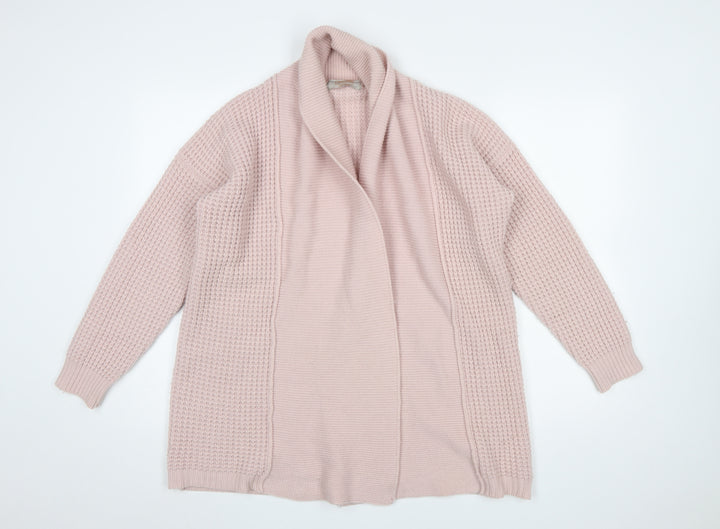 Luisa Conti Women Pink Wool Blend Open Knit Long Sleeve Cardigan S