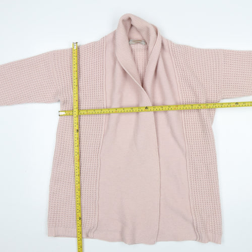 Luisa Conti Women Pink Wool Blend Open Knit Long Sleeve Cardigan S
