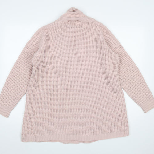 Luisa Conti Women Pink Wool Blend Open Knit Long Sleeve Cardigan S