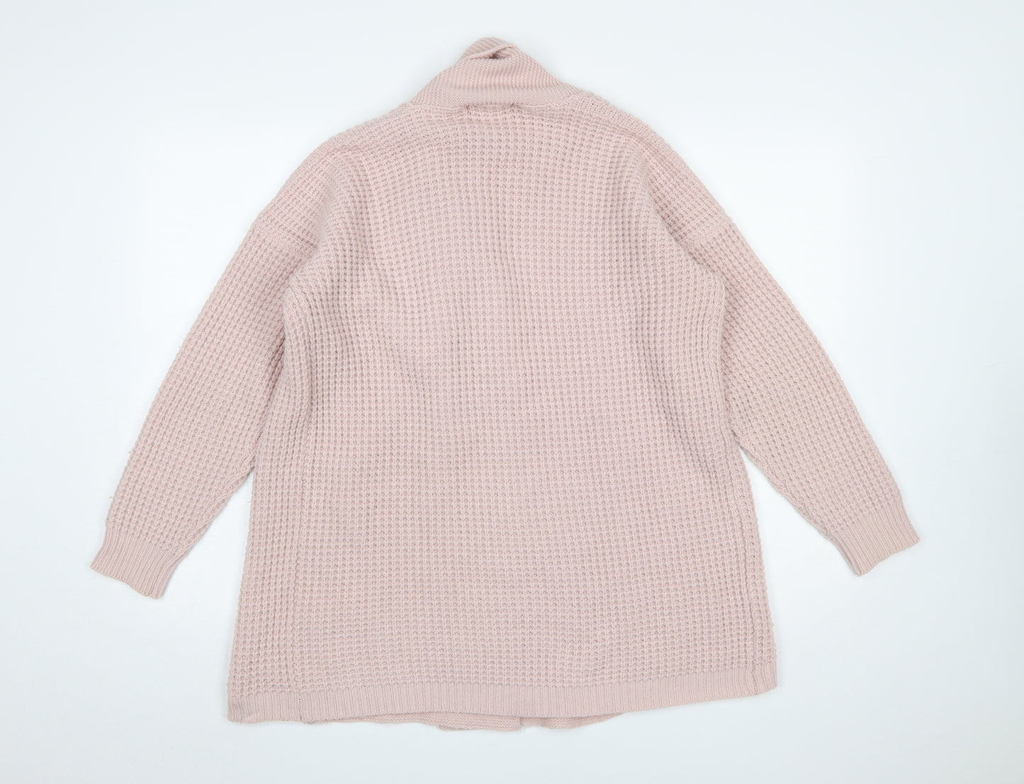 Luisa Conti Women Pink Wool Blend Open Knit Long Sleeve Cardigan S