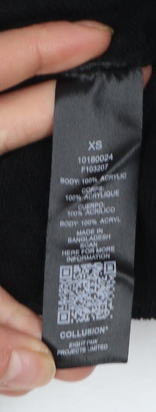 Collusion Womens Black Roll Neck Acrylic Knit Jumper XS