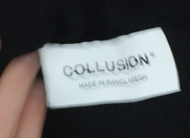 Collusion Womens Black Roll Neck Acrylic Knit Jumper XS