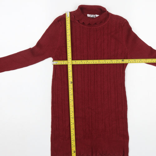 Calico Women's Red Cable Knit Mock Neck Long Sleeve Pullover Jumper M