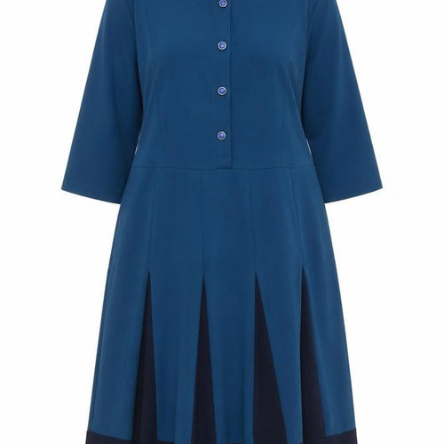 Miss Leyla Women Blue Fit & Flare Knee Length Collared Dress Size 18