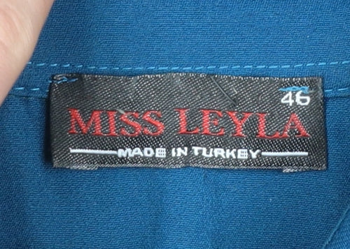 Miss Leyla Women Blue Fit & Flare Knee Length Collared Dress Size 18