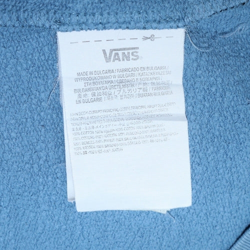 Vans Men Blue Pullover Hoodie Medium Graphic Fleece Sweatshirt