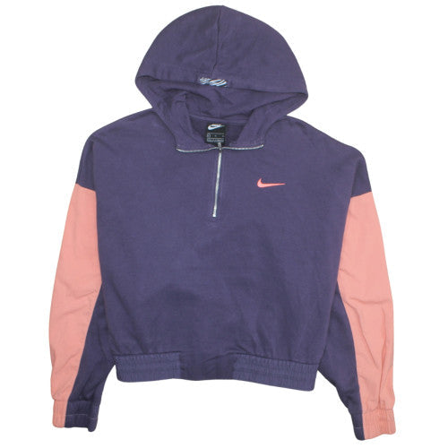 Nike Women's Purple & Pink 1/2 Zip Hooded Sweatshirt XL Cotton Blend