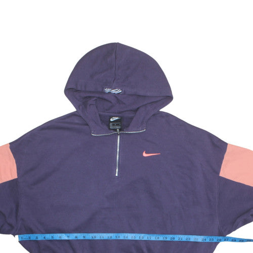 Nike Women's Purple & Pink 1/2 Zip Hooded Sweatshirt XL Cotton Blend