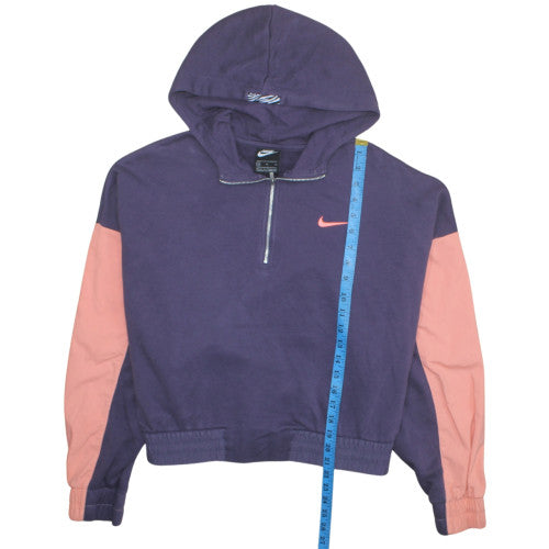 Nike Women's Purple & Pink 1/2 Zip Hooded Sweatshirt XL Cotton Blend
