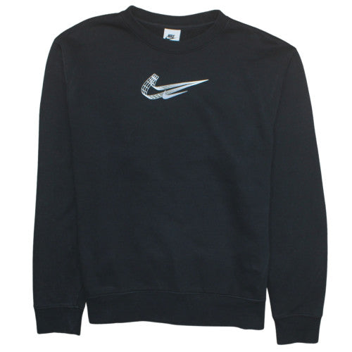 Nike Womens Black M Pullover Sweatshirt Crew Neck Logo Cotton Blend