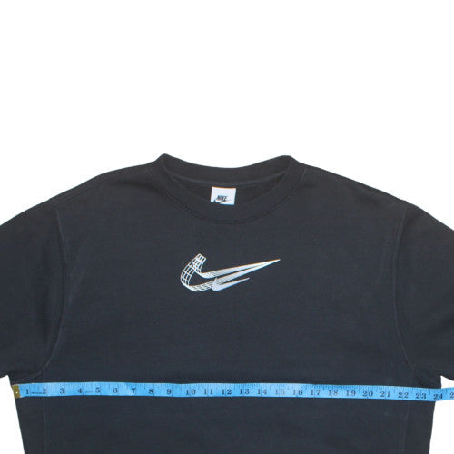 Nike Womens Black M Pullover Sweatshirt Crew Neck Logo Cotton Blend