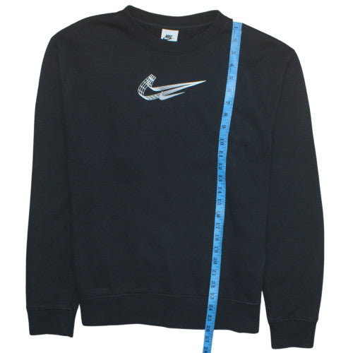 Nike Womens Black M Pullover Sweatshirt Crew Neck Logo Cotton Blend