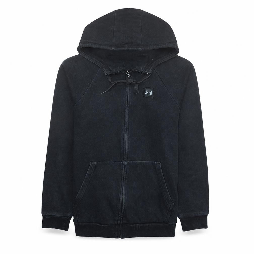 Front view of Under Armour women’s black small full zip hoodie cotton blend