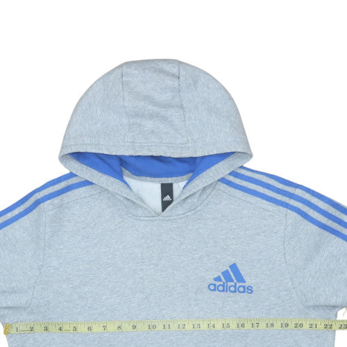 Adidas Men’s Grey 2XL Pullover Hoodie with Blue Stripes