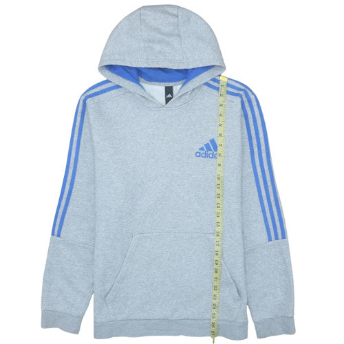 Adidas Men’s Grey 2XL Pullover Hoodie with Blue Stripes