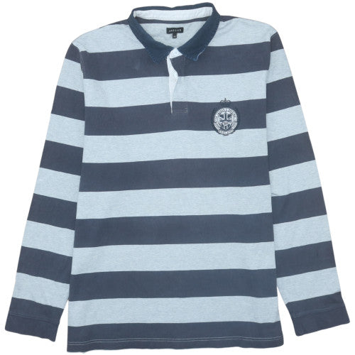 Jaeger Men's Blue 2XL Striped Collared Pullover Sweatshirt