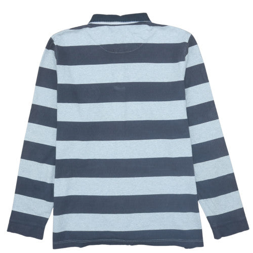 Jaeger Men's Blue 2XL Striped Collared Pullover Sweatshirt