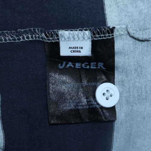Jaeger Men's Blue 2XL Striped Collared Pullover Sweatshirt