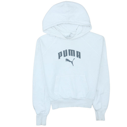 Puma Women White Hoodie Pullover Sweatshirt Size M Cotton Blend