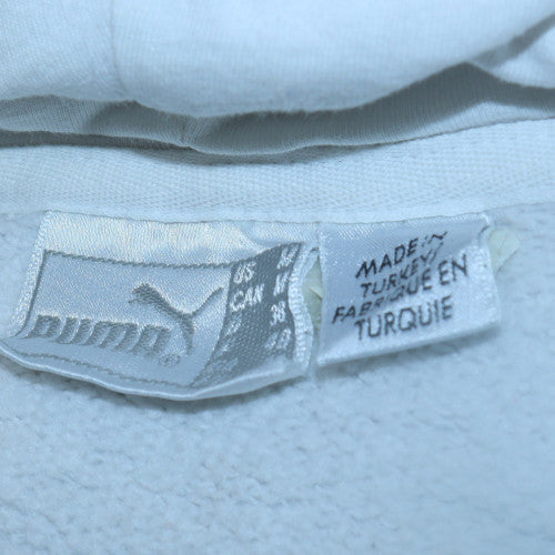 Puma Women White Hoodie Pullover Sweatshirt Size M Cotton Blend