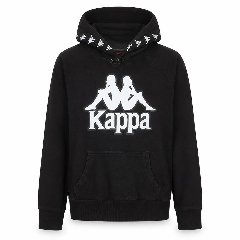 Front view of Kappa Women's Black Pullover Hoodie Medium Logo Sportswear