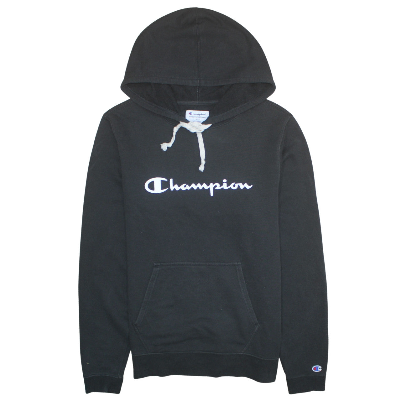 Champion Men's Black Pullover Hoodie L Hooded Sports Sweatshirt