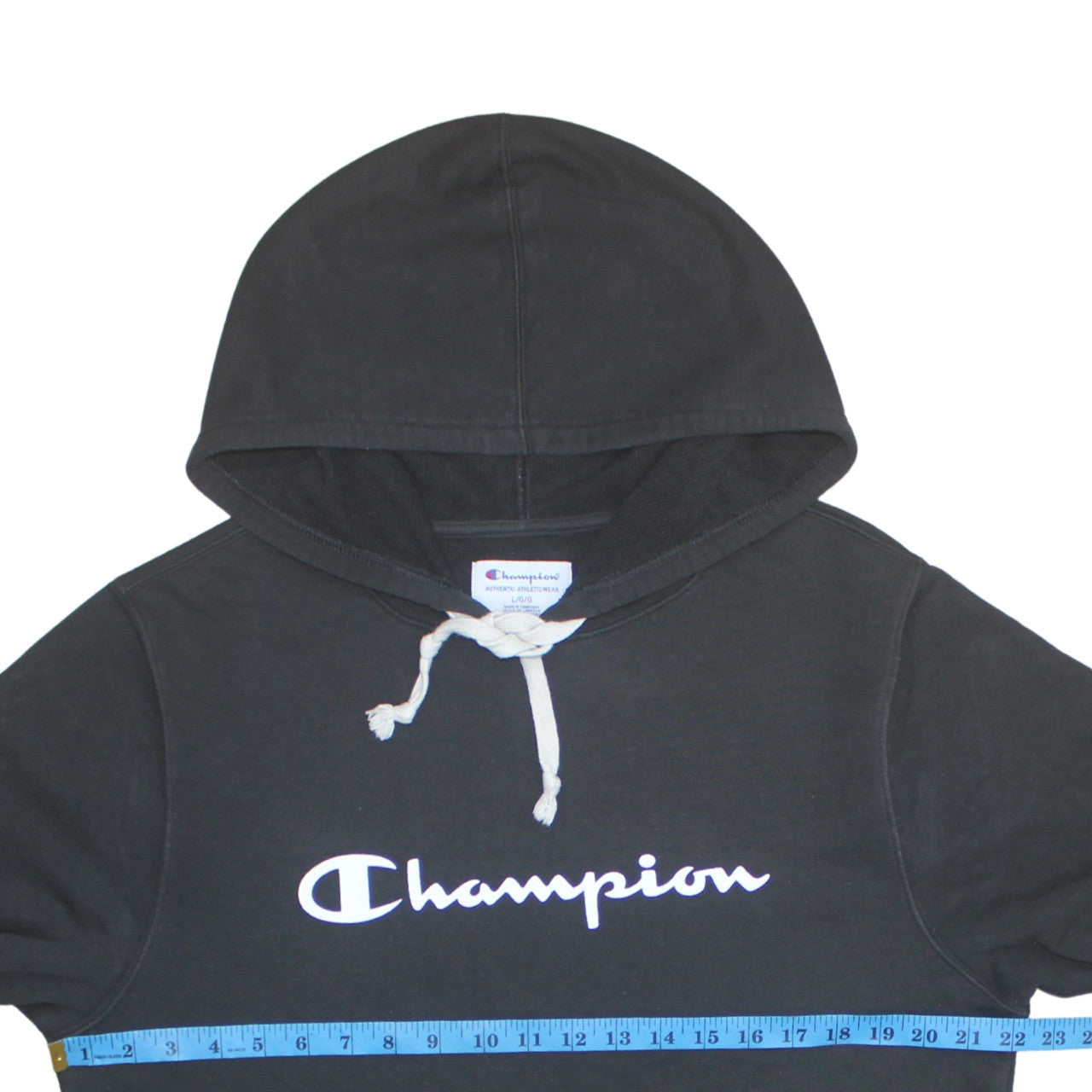 Champion Men's Black Pullover Hoodie L Hooded Sports Sweatshirt
