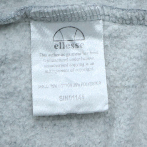 Ellesse Mens Grey 2XL Full Zip Hoodie with Logo and Pockets