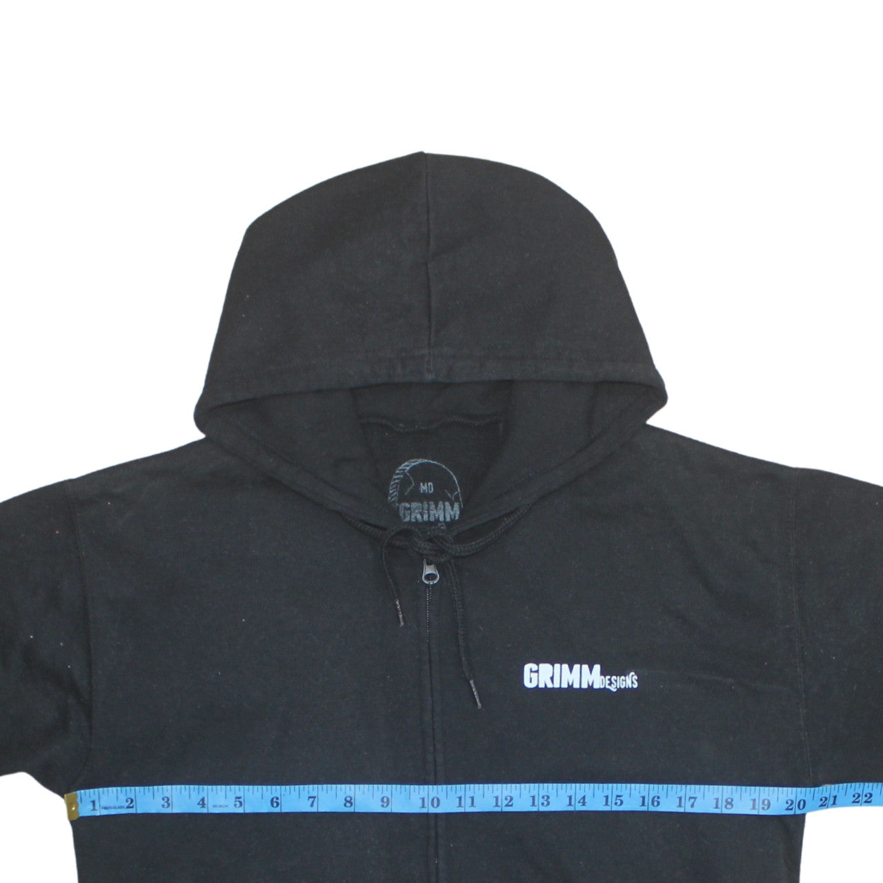 Grimm Designs Black Full Zip Hoodie Women Medium Skull Graphic