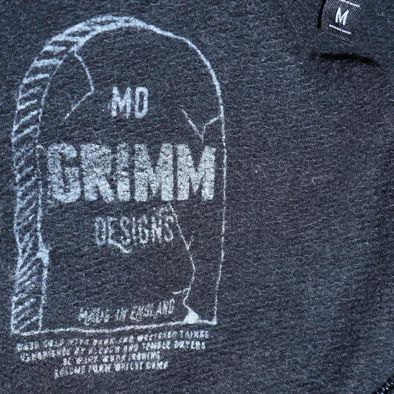 Grimm Designs Black Full Zip Hoodie Women Medium Skull Graphic