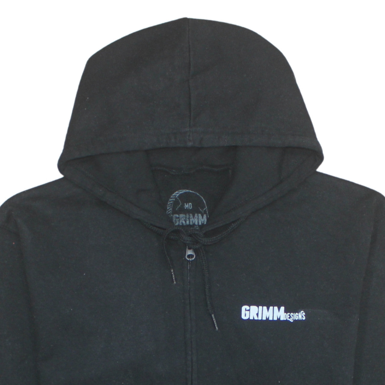 Grimm Designs Black Full Zip Hoodie Women Medium Skull Graphic