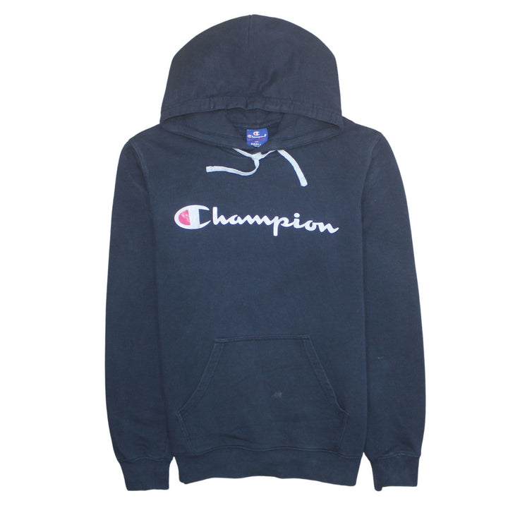 Champion Mens Blue Pullover Hoodie Small Logo Fleece Sweatshirt